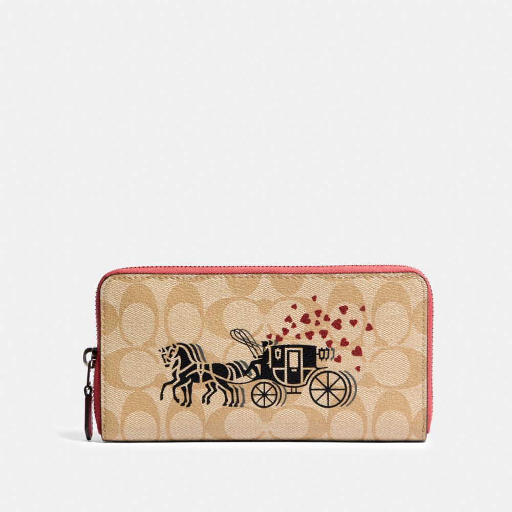 Coach Accordion Horse And Carriage Print Zip Wallet (Wallets and Small  Leather Goods,Wallets)