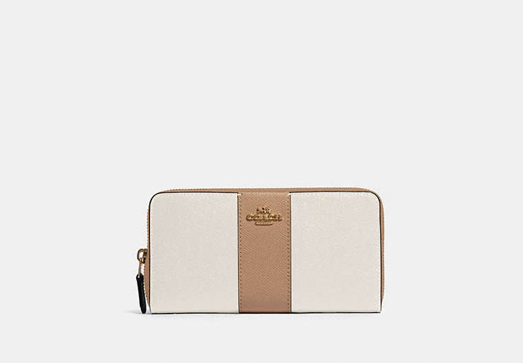 Accordion Zip Wallet In Colorblock With Stripe