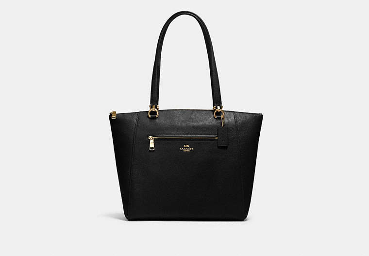 COACH®,PRAIRIE TOTE,Leather,Medium,Gold/Black,Front View