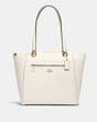 COACH®,PRAIRIE TOTE,Leather,Medium,Gold/Chalk,Front View