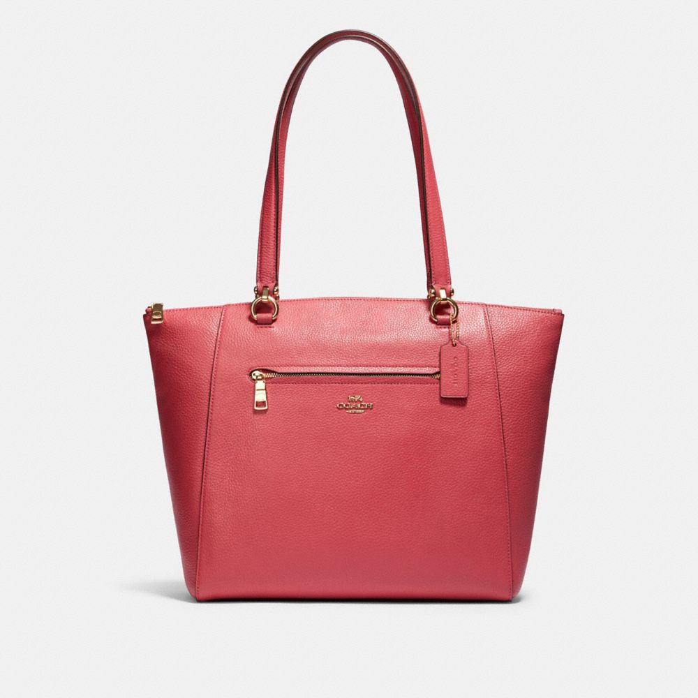 COACH®,PRAIRIE TOTE,Leather,Medium,Gold/Poppy,Front View