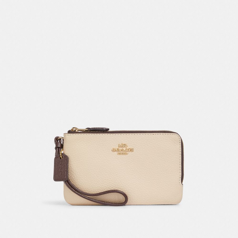 Double corner discount zip wristlet coach