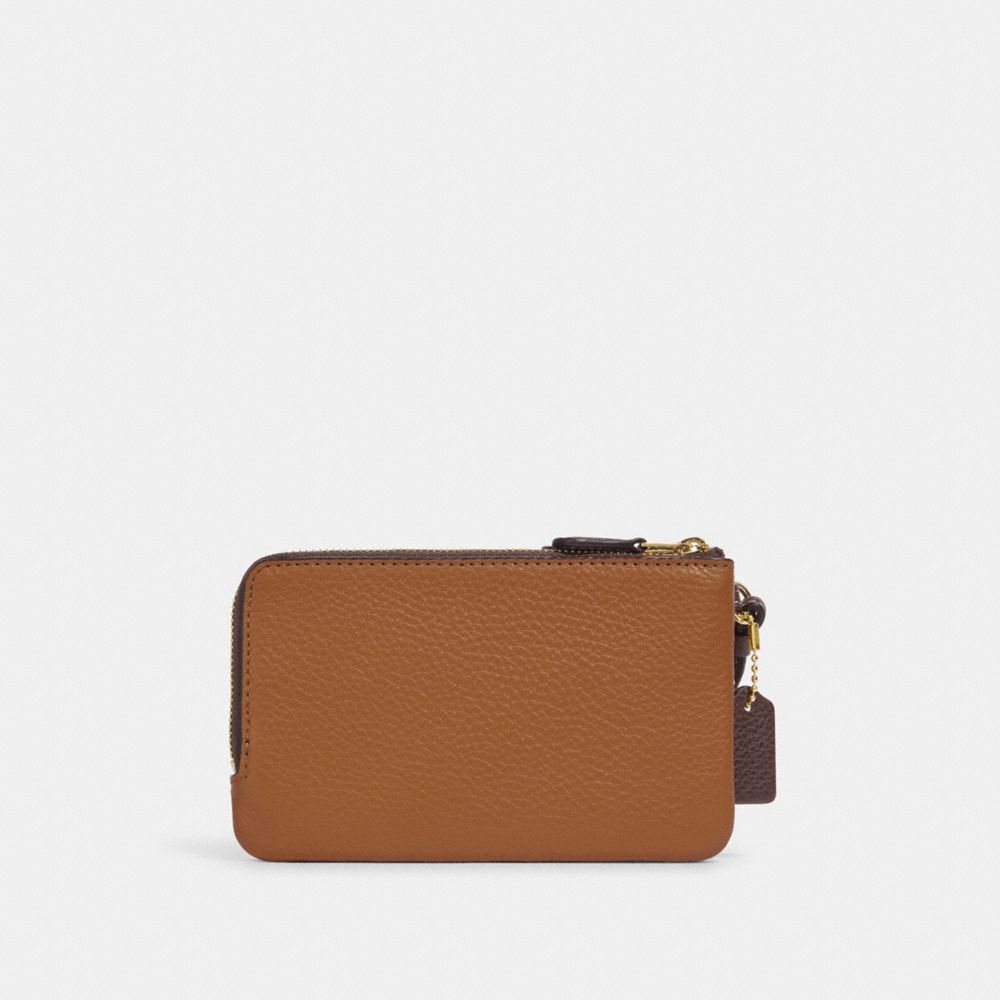 Coach double zip cheap wallet in colorblock leather