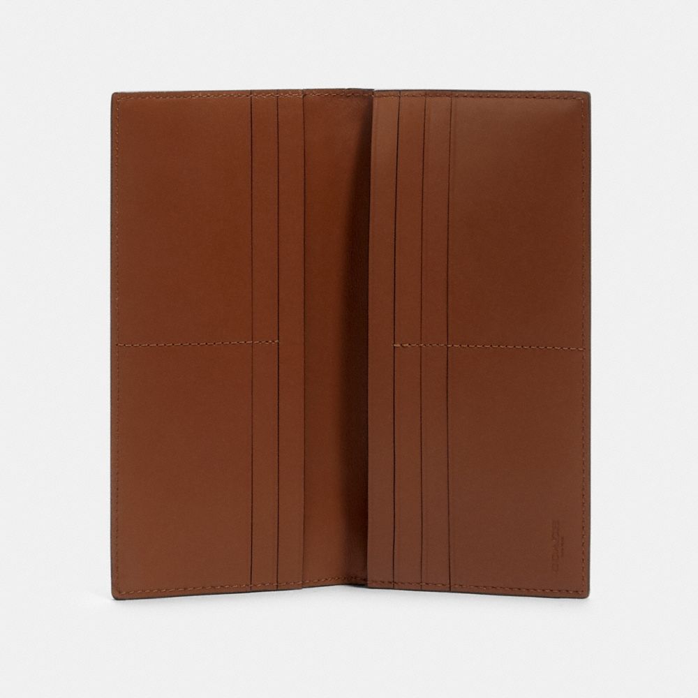 COACH®,ブレスト ポケット ウォレット シグネチャー レザー,長財布,ﾀﾞｰｸ ｻﾄﾞﾙ