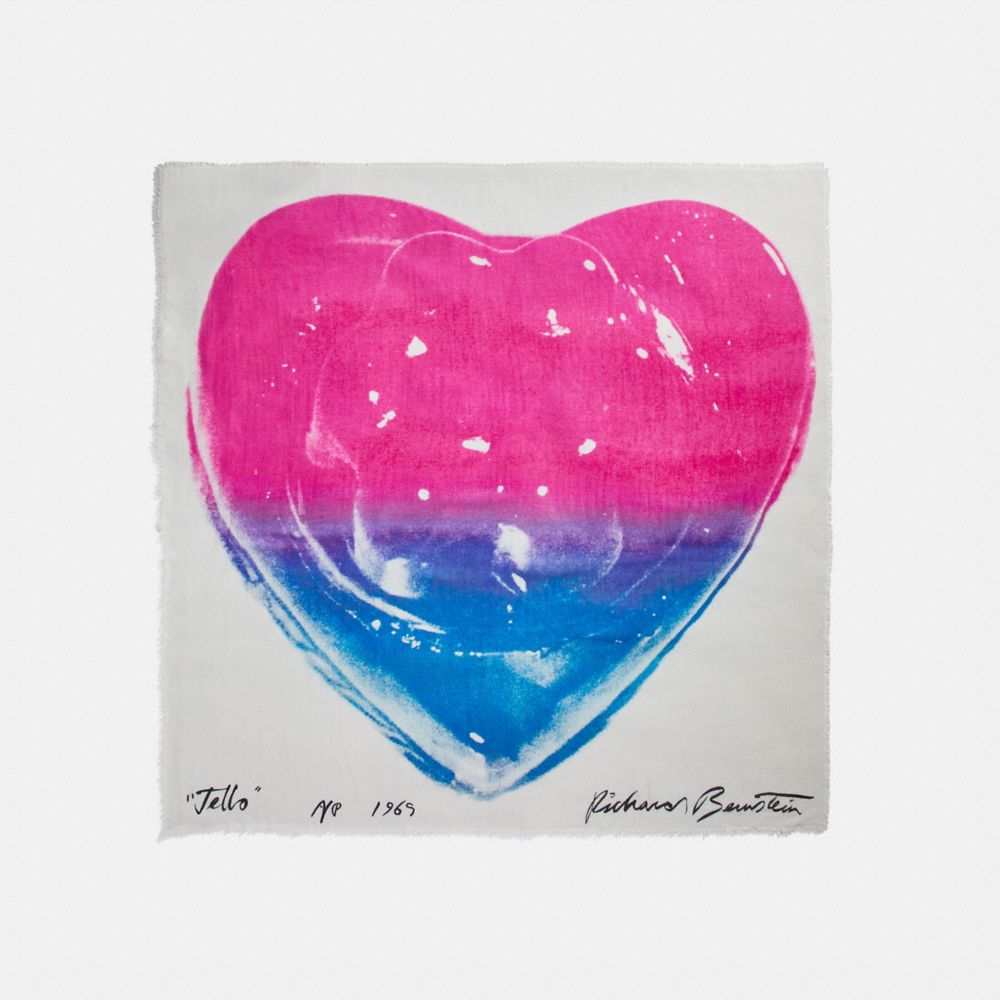 COACH®,Coach X Richard Bernstein Jello Heart Print Oversized Square Scarf,,Front View