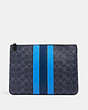 Large Pouch In Signature Canvas With Varsity Stripe