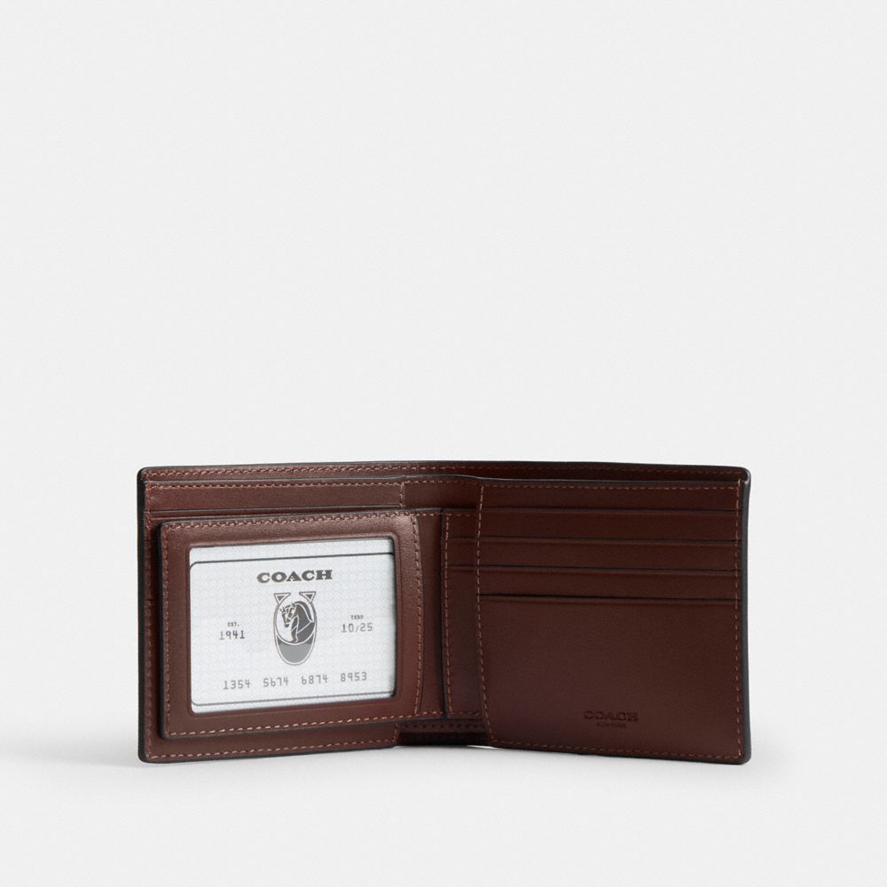 COACH®,3 In 1 Wallet In Signature Canvas,Canvas,Calfskin Leather,Bi Fold,Casual,,Inside View,Top View