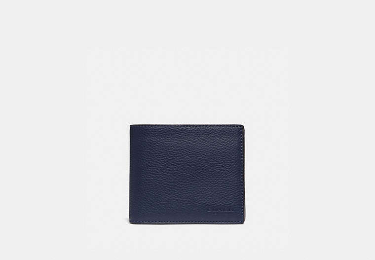 COACH®,3-IN-1 WALLET IN COLORBLOCK,Leather,Deep Sky/True Navy,Front View