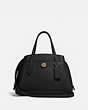 COACH®,LORA CARRYALL 30,Pebbled Leather,Medium,Brass/Black,Front View