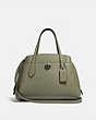 COACH®,LORA CARRYALL 30,Pebbled Leather,Medium,Pewter/Light Fern,Front View