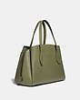 COACH®,LORA CARRYALL 30,Pebbled Leather,Medium,Pewter/Light Fern,Angle View