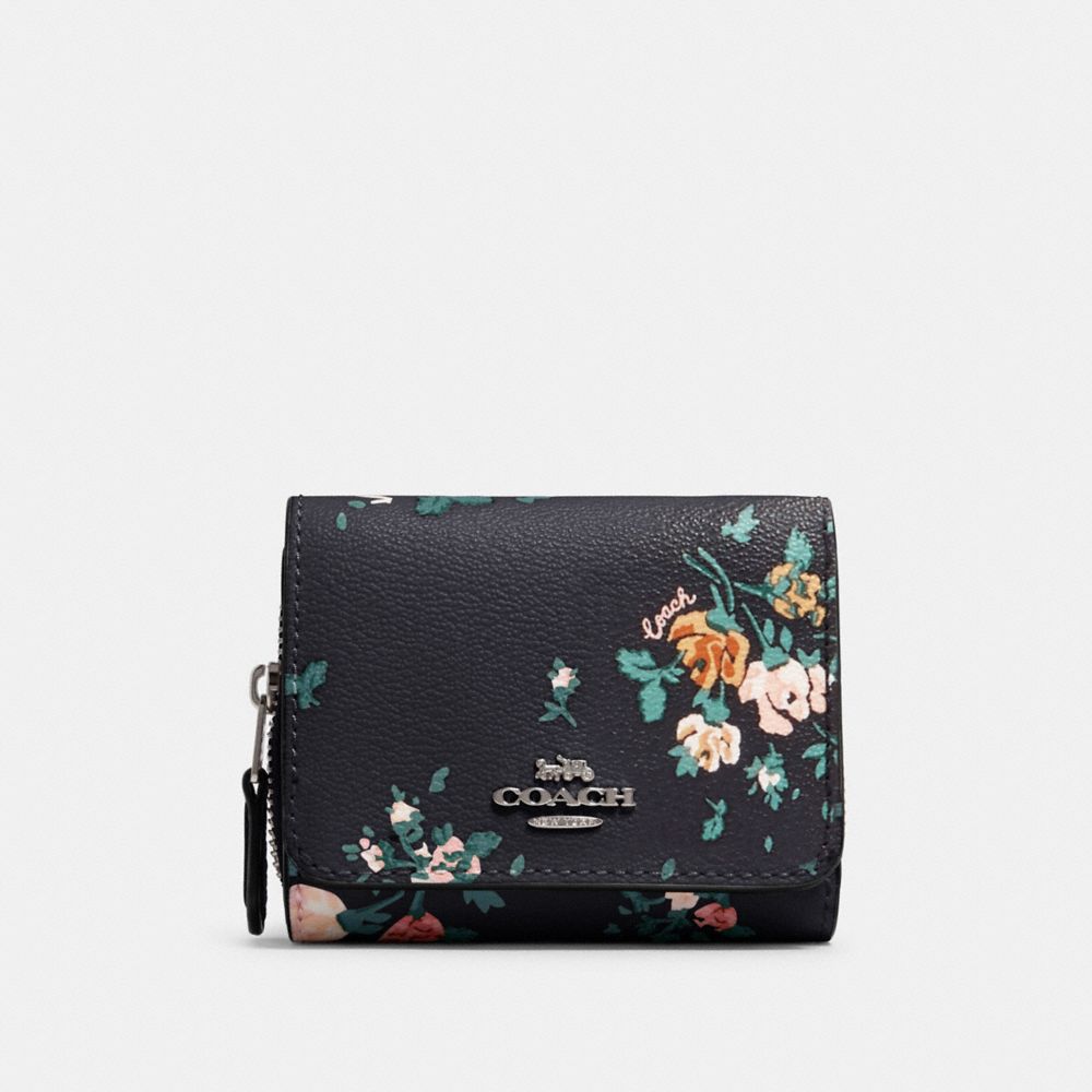 COACH®: Small Trifold Wallet With Rose Print