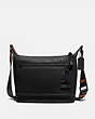 COACH®,PACER MESSENGER 25 WITH COACH PATCH,Leather,Medium,Black Copper/Black,Front View