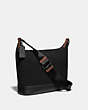 COACH®,PACER MESSENGER 25 WITH COACH PATCH,Leather,Medium,Black Copper/Black,Angle View