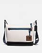COACH®,PACER MESSENGER 25 WITH COACH PATCH,Leather,Medium,Black Copper/Chalk,Front View