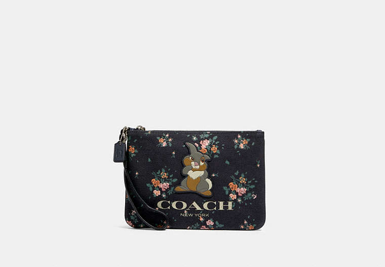 Disney X Coach Gallery Pouch With Rose Bouquet Print And Thumper