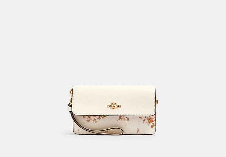 Foldover Wristlet With Rose Bouquet Print