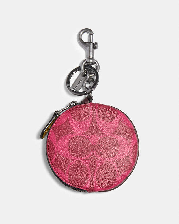 COACH® Outlet | Circular Coin Pouch Bag Charm In Signature Canvas