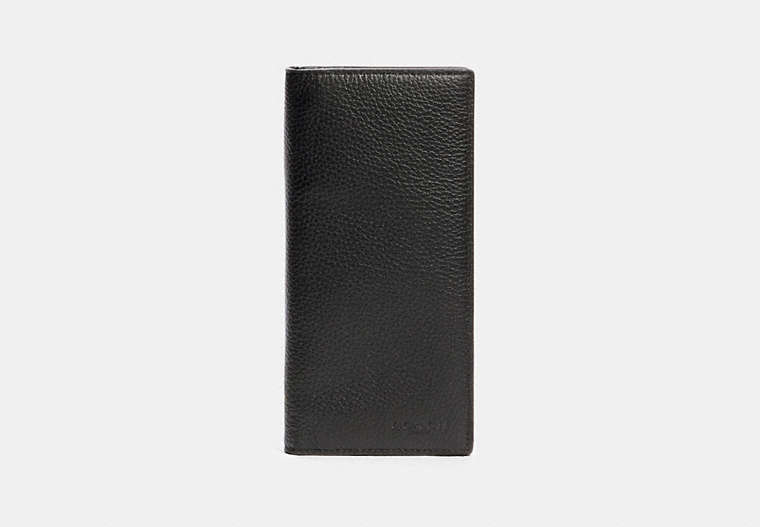 COACH®,BREAST POCKET WALLET,Pebbled Leather,Gunmetal/Black,Front View image number 0