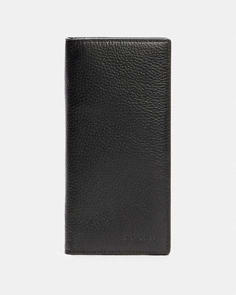 COACH®,BREAST POCKET WALLET,Pebbled Leather,Gunmetal/Black,Front View