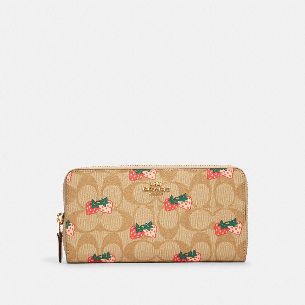 Accordion Zip Wallet In Signature Canvas With Strawberry Print
