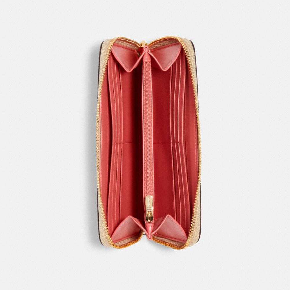 Portefeuille accordéon à zip en toile signature avec imprimé fraise