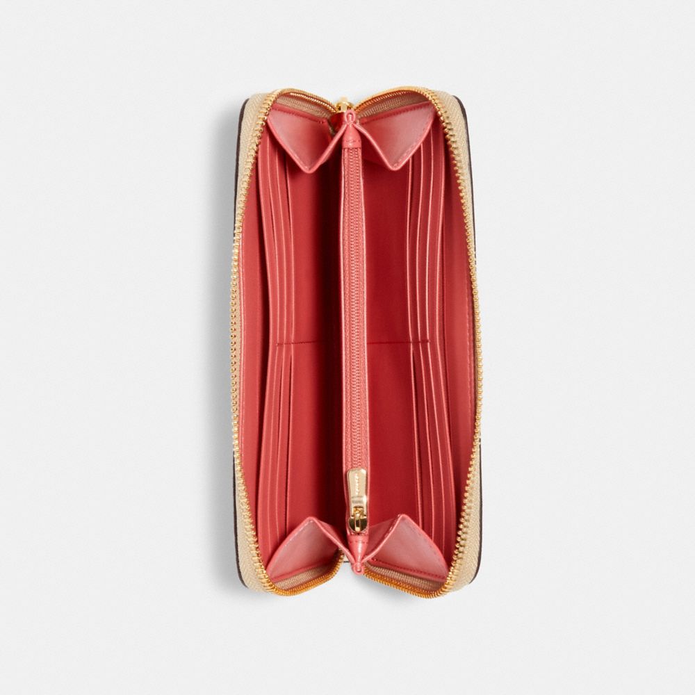 Portefeuille accordéon à zip en toile signature avec imprimé fraise