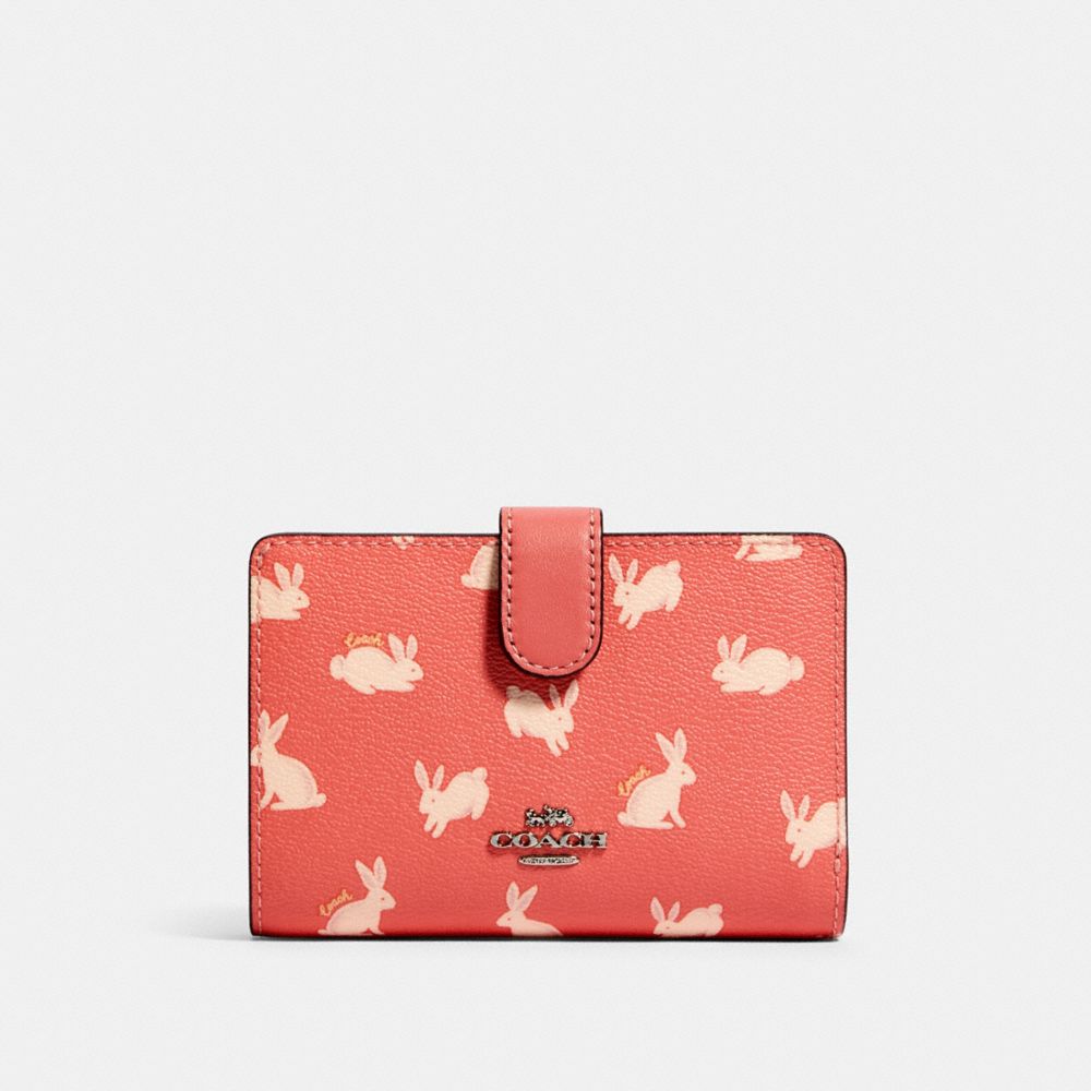 COACH Outlet Medium Corner Zip Wallet With Bunny Script Print