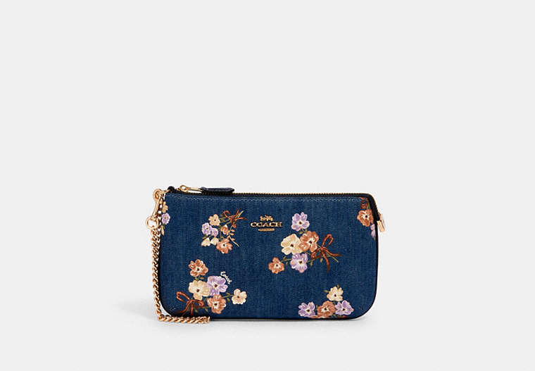 Large Wristlet With Painted Floral Box Print