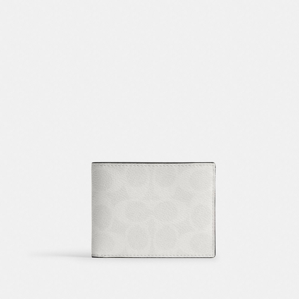 Coach Slim Billfold Wallet In Signature Canvas In Chalk/white