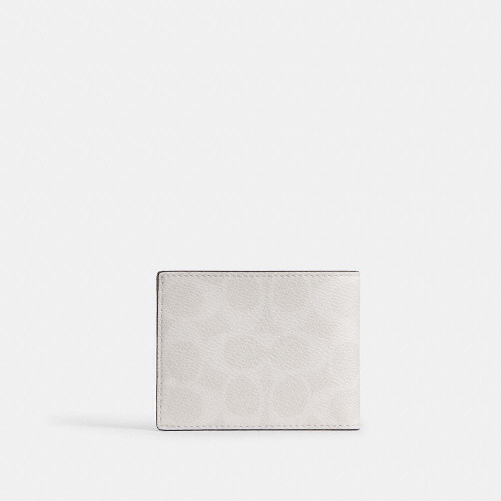 Coach Slim Billfold Wallet In Signature Canvas In Chalk/white