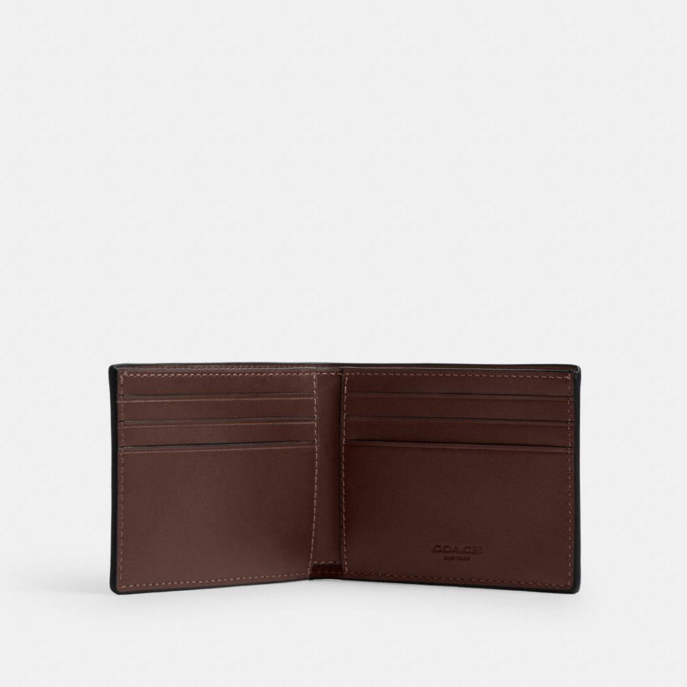 COACH®,Slim Billfold Wallet In Signature Canvas,Canvas,Calfskin Leather,Bi Fold,Casual,,Inside View,Top View