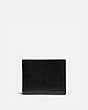 COACH®,SLIM BILLFOLD WALLET WITH SIGNATURE CANVAS DETAIL,Pebble Leather/Signature Coated Canvas,Black/Khaki,Front View
