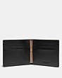 COACH®,SLIM BILLFOLD WALLET WITH SIGNATURE CANVAS DETAIL,Pebble Leather/Signature Coated Canvas,Black/Khaki,Inside View,Top View