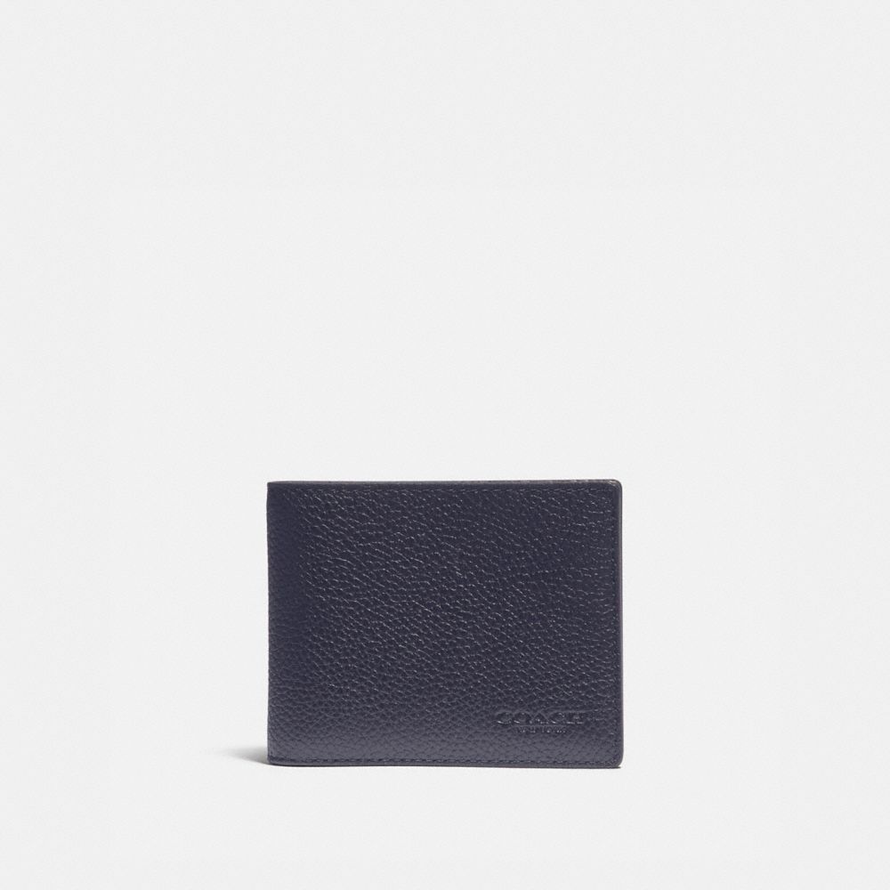 COACH®,Slim Billfold Wallet With Signature Canvas Detail,Leather,Bi Fold,Logo,Casual,,Front View