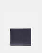 COACH®,SLIM BILLFOLD WALLET WITH SIGNATURE CANVAS DETAIL,Pebble Leather/Signature Coated Canvas,Mini,Midnight/Charcoal,Front View