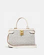 COACH®,HUTTON CARRYALL IN SIGNATURE CANVAS,Coated Canvas,Medium,Brass/Chalk Chalk,Front View