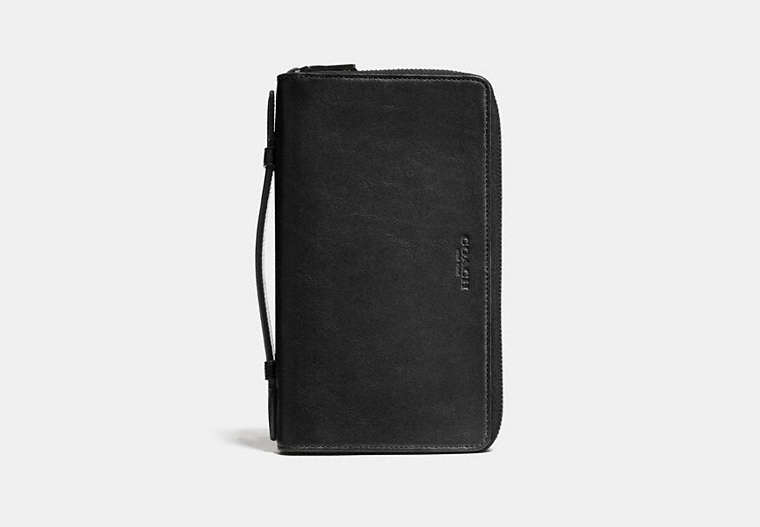 COACH®,DOUBLE ZIP TRAVEL ORGANIZER,Leather,Black,Front View