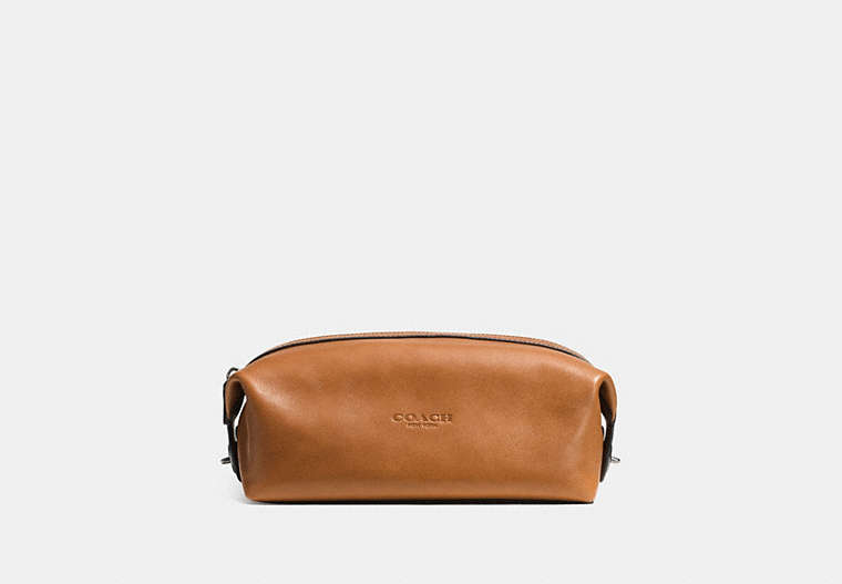 COACH®,DOPP KIT,Leather,Saddle,Front View