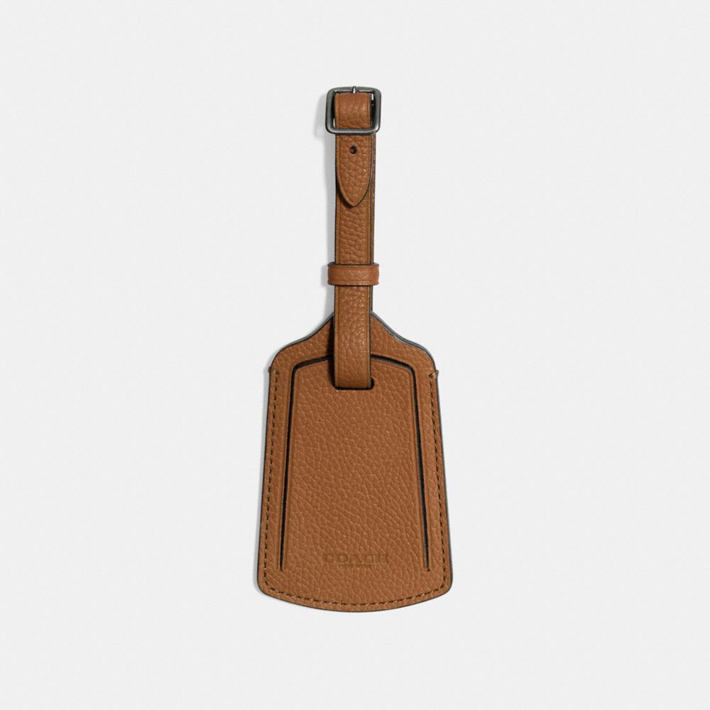 COACH®,LUGGAGE TAG,Leather,Saddle,Front View