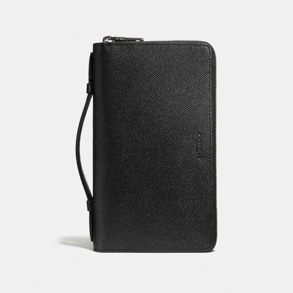 Double Zip Travel Organizer In Crossgrain Leather