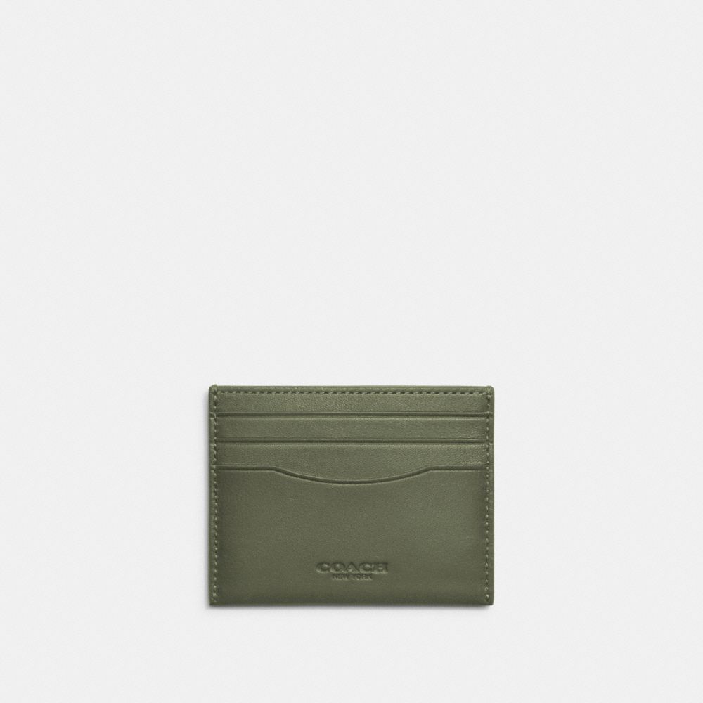 COACH®,ÉTUI-CARTES,Cuir souple,VERT MILITAIRE,Front View