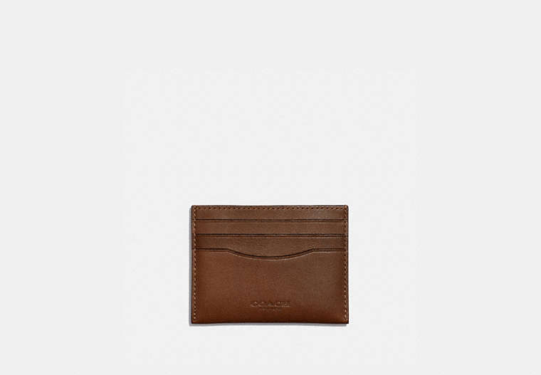 COACH®,CARD CASE,Smooth Leather,Saddle,Front View