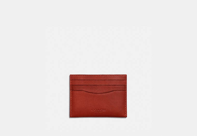 COACH®,CARD CASE,Smooth Leather,Red Sand,Front View