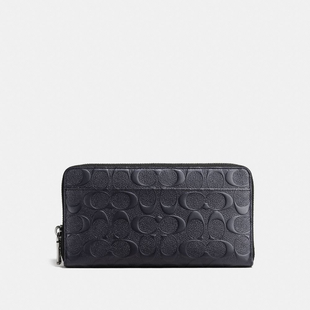 COACH®,DOCUMENT WALLET IN SIGNATURE LEATHER,Leather,Midnight,Front View image number 0