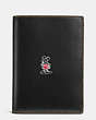 COACH®,MICKEY PASSPORT CASE IN GLOVETANNED LEATHER,n/a,Black,Front View
