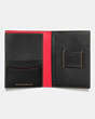 COACH®,MICKEY PASSPORT CASE IN GLOVETANNED LEATHER,n/a,Black,Inside View,Top View