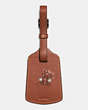 COACH®,MICKEY LUGGAGE TAG IN GLOVETANNED LEATHER,n/a,Dark Saddle,Angle View