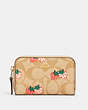 Zip Around Coin Case In Signature Canvas With Strawberry Print