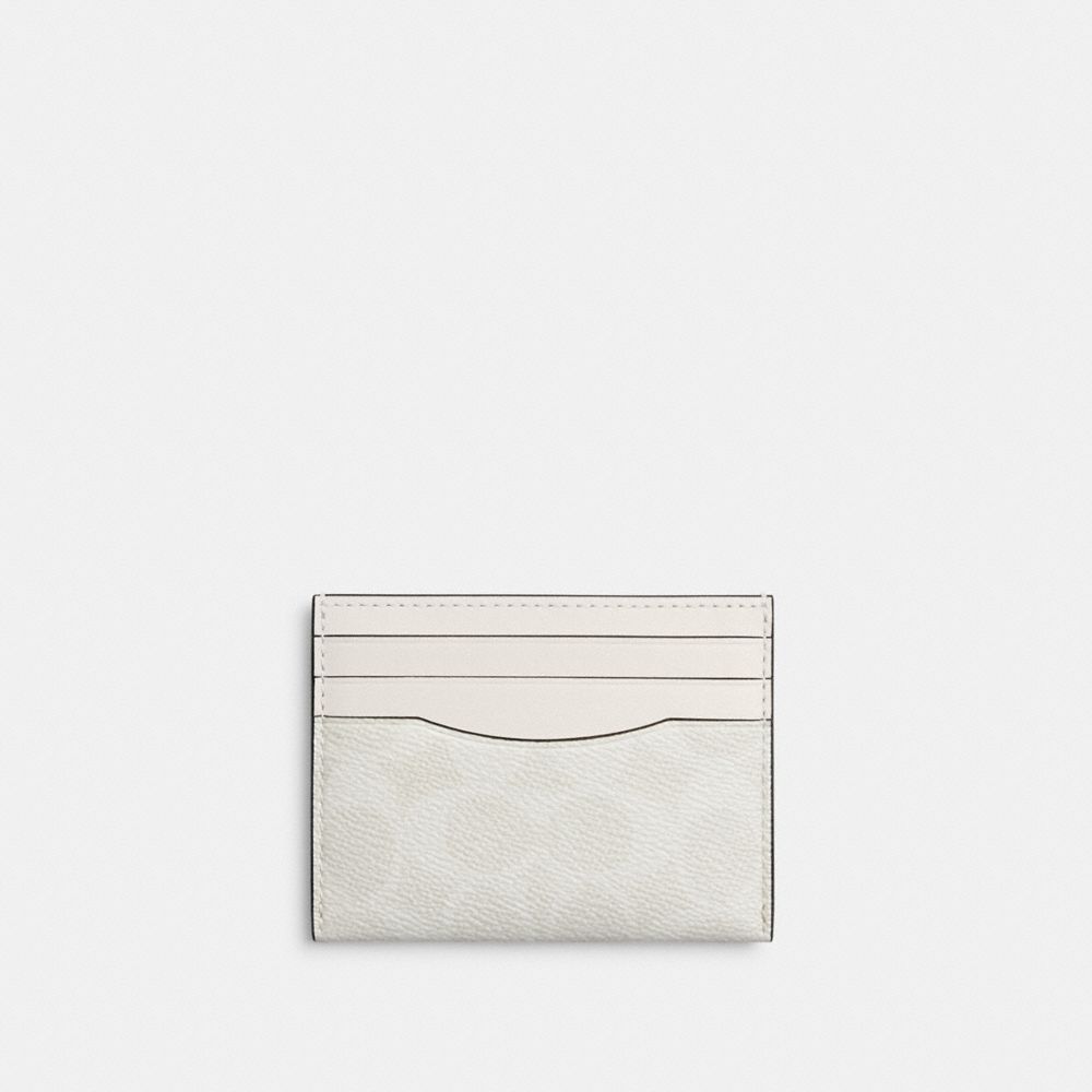 Coach Card Case In Signature Canvas In Chalk/white